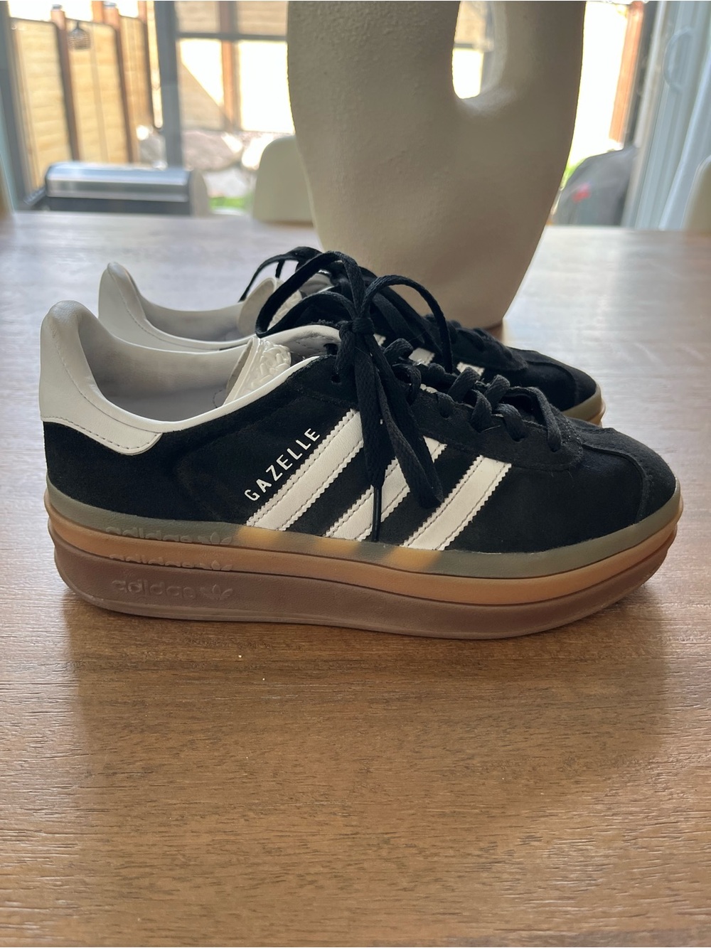 adidas Gazelle Women's Black Suede Sneakers with White Stripes